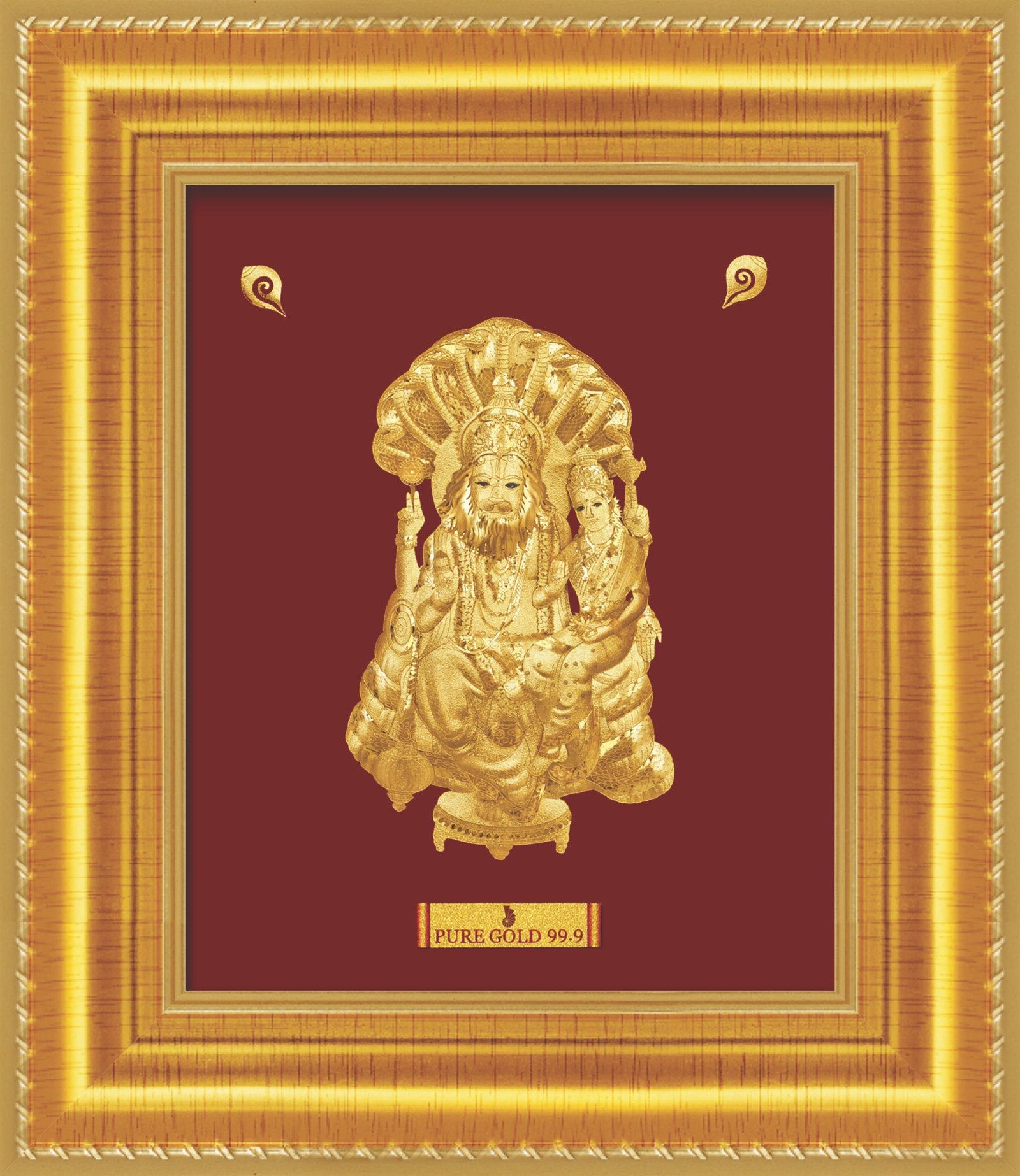 A7 Shri Laxshmi Narsimha 24K Pure Gold Artwork