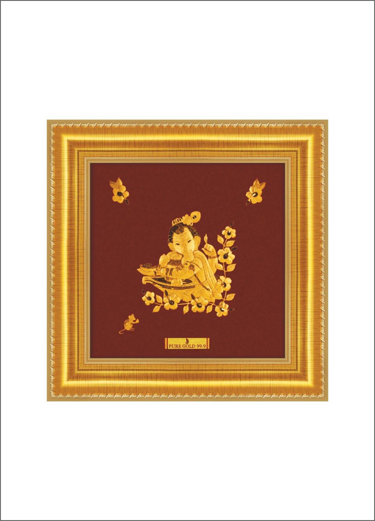 Ganesha with Shivling 24K Pure Gold Artwork (A8)
