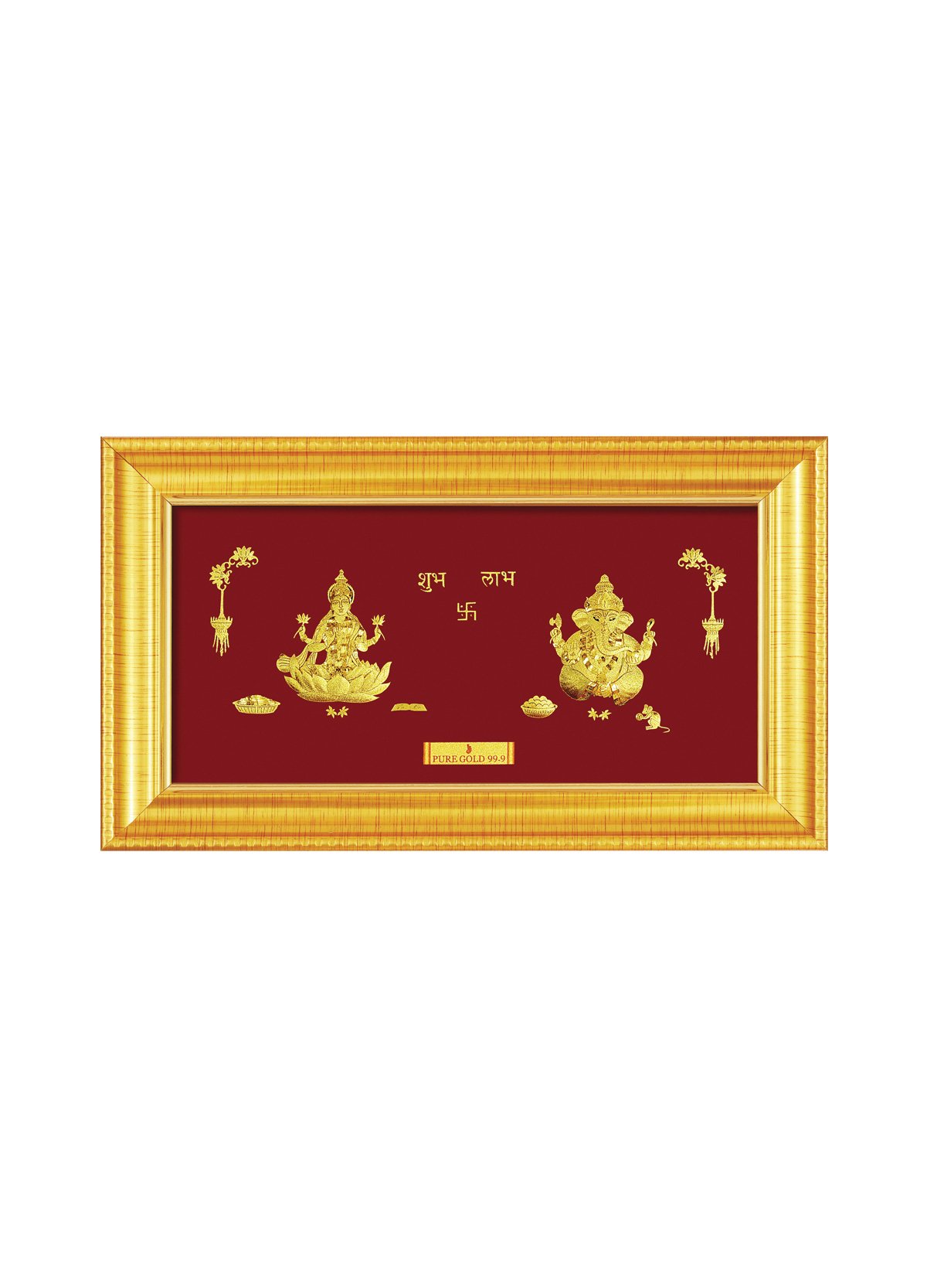 Laxshmi Ganesha 24K Pure Gold Artwork (2A9)