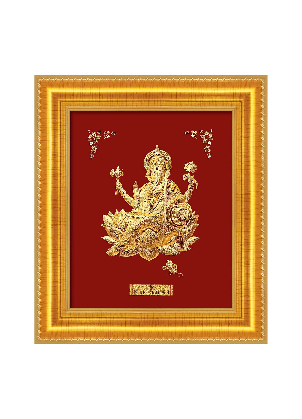 Lotus Ganesha 24K pure Gold Artwork (A7)
